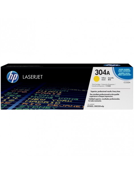 Toner HP 304A Jaune - Toner HP LaserJet d'origine (CC532A)