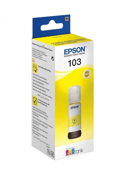 Encre Epson 103 Jaune 7500 Pages - Bouteille D'encre Epson EcoTank D'origine (C13T00S44A)
