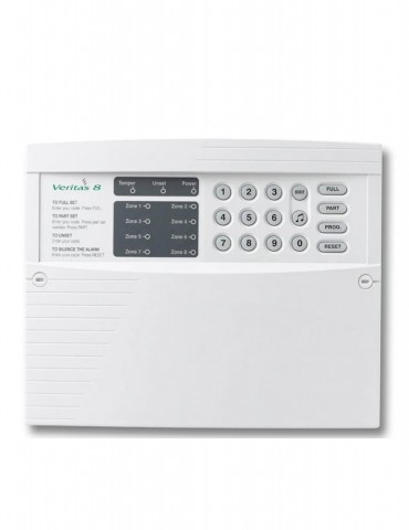 Centrale D'Alarme Texecom VERITAS8 - Centrale D'Alarme 4 Zones avec Clavier de Commande Intégré